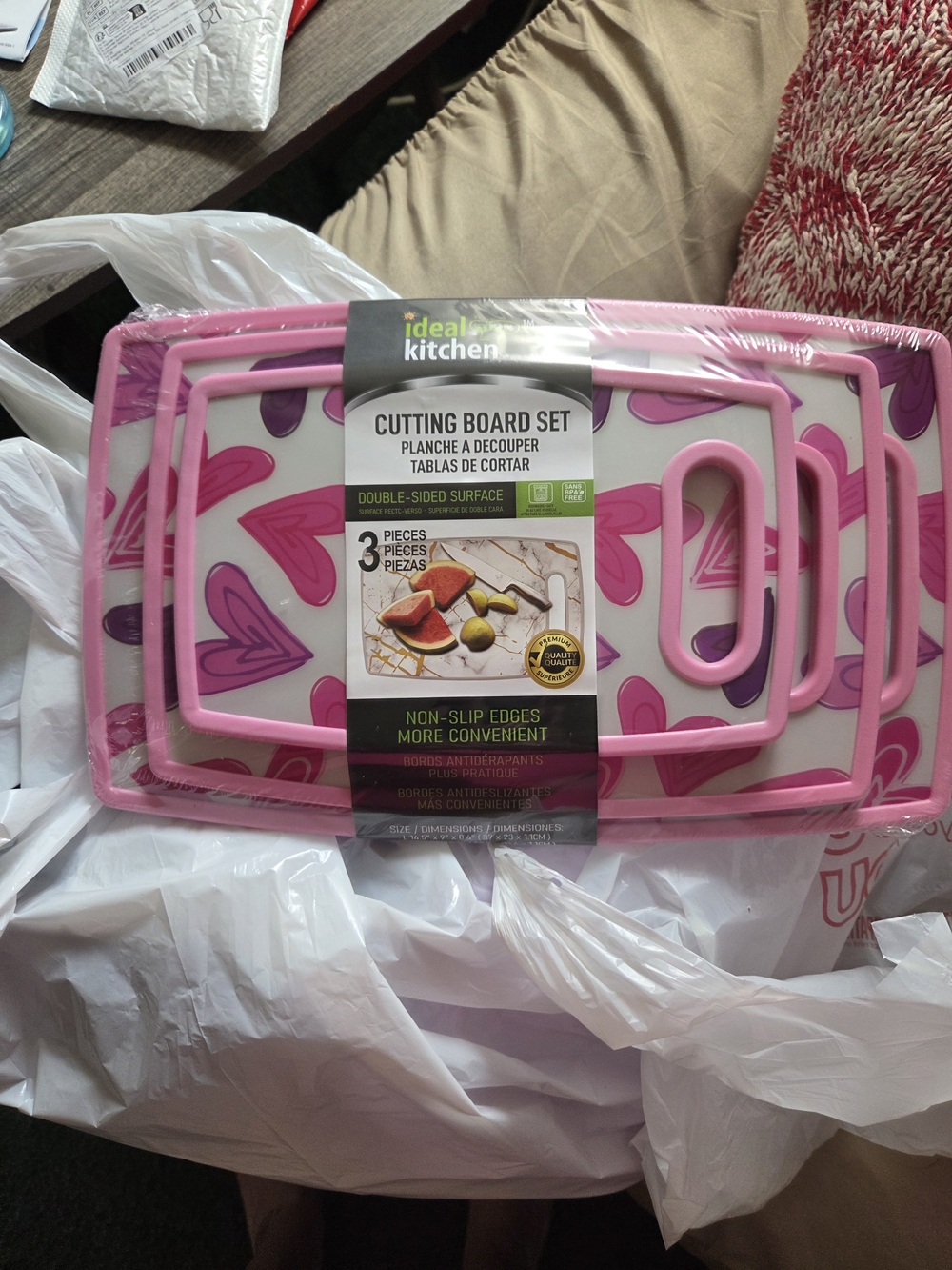 Pink 3-Piece Cutting Board Set